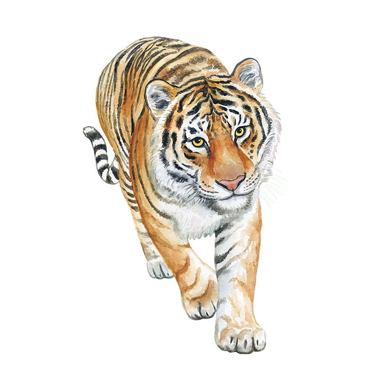 Worallymy Tiger Door Decal Realistic Cartoon Tiger Mural Adhesive