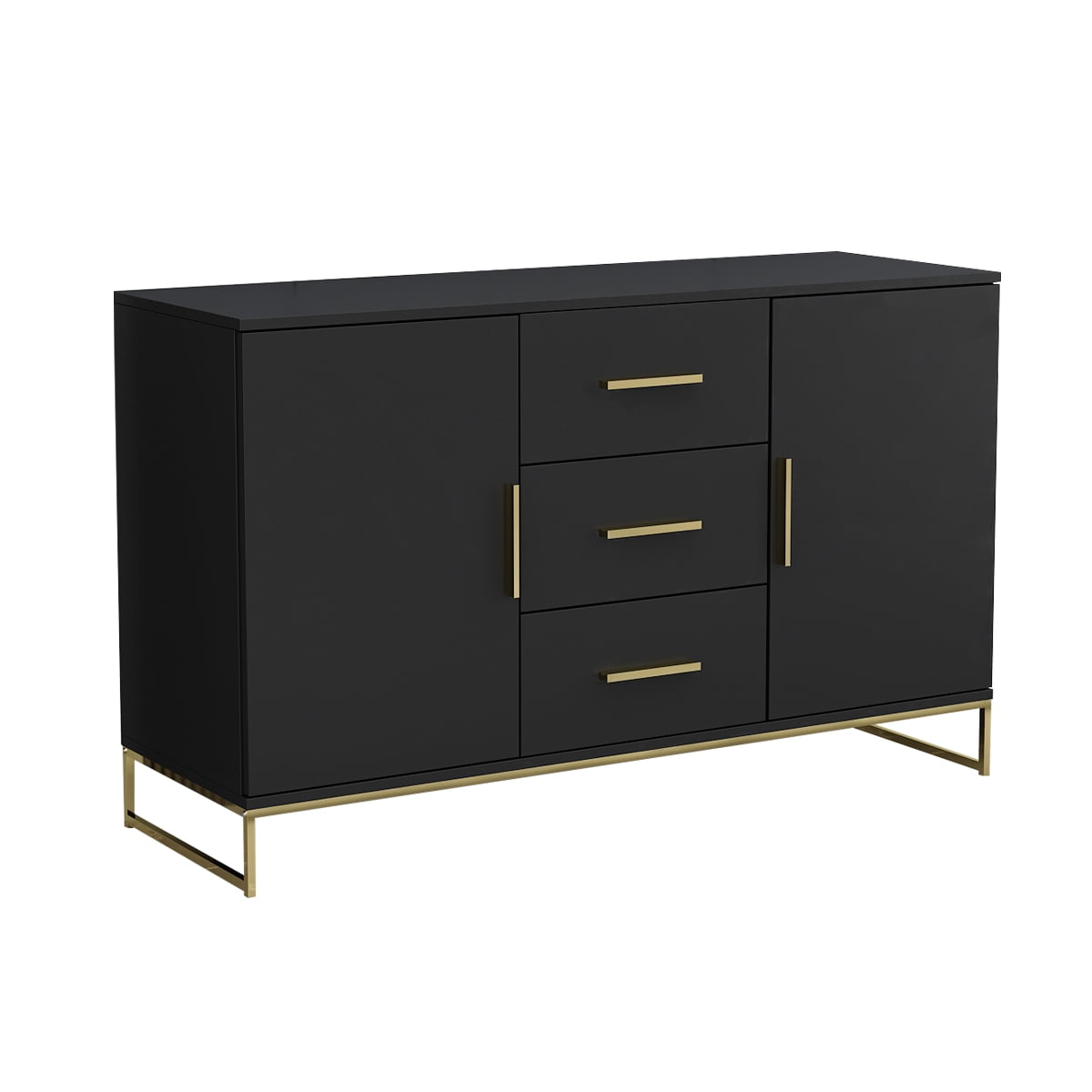 Hitow Kitchen Buffet Sideboard, Black Storage with 3 Drawers