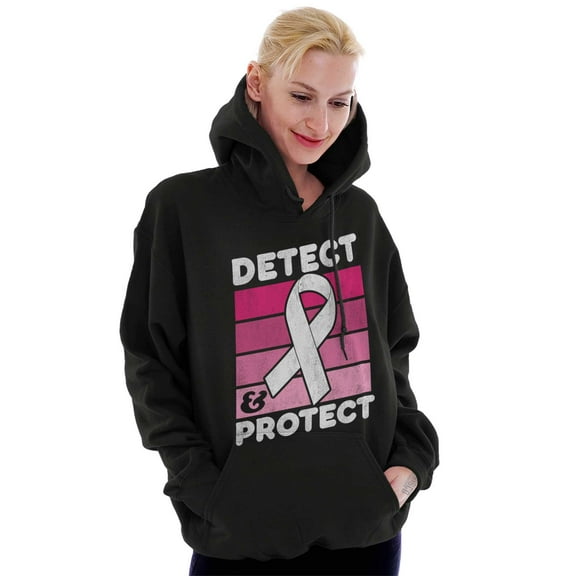 Detect Protect Breast Cancer Aware Women Plus Size Graphic Pullover Hoodie Brisco Brands 2X