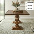 thumbnail image 2 of Taran Designs Lawrence 75" Solid Wood Double Pedestal Dining Table in Dark Brown, 2 of 16