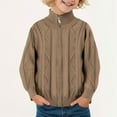 thumbnail image 2 of Splozh Boys Sweater Quarter Zip up Knit Neck Warm Pullver Kids Knitwear,Brown 5-6 Years, 2 of 5