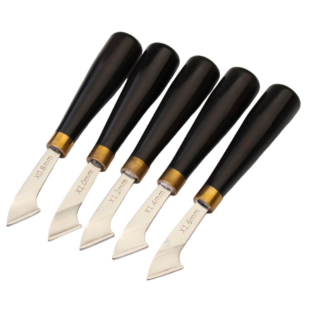 MOMOJIA Carbon Steel1eatherEdging Groover Tool Ergonomic Grip Wooden Handle Leatherworking Tool for Stitching Grooving