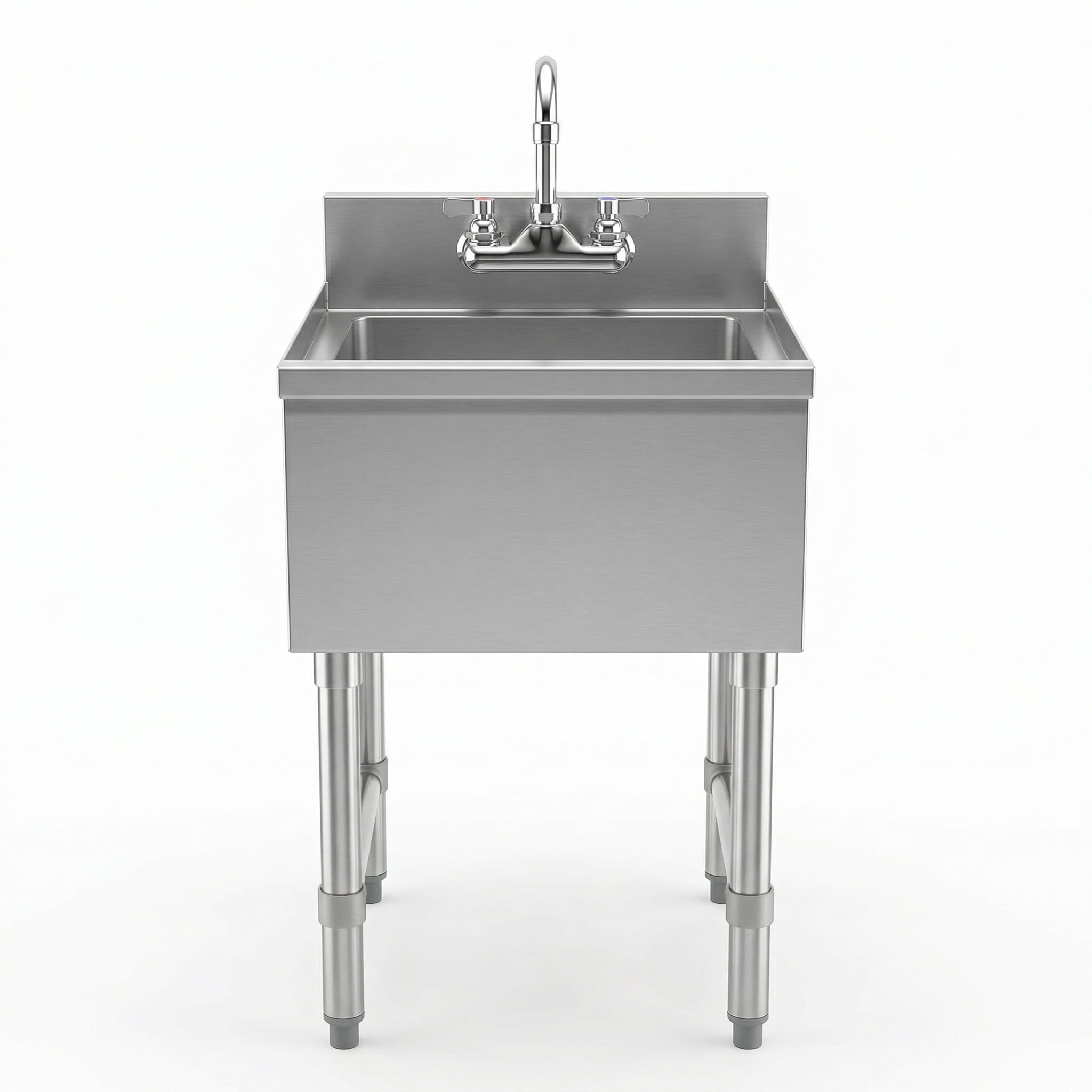 AmGood Commercial Underbar Hand Sink 18.5 in. x 15 in. x 30 in. Stainless Steel with Backsplash Faucet Included NSF, Single Bowl Bar Prep Sink