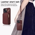thumbnail image 6 of Crossbody Wallet Case for iPhone 13/iPhone 14 6.1 inch, Card Holder Folio Cover Kickstand RFID Blocking Phone Case PU Leather Zipper Purse Wrist Strap Lanyard Flip Case for Women - Red Wine, 6 of 14