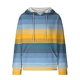 thumbnail image 4 of Pullover Sweaters for Women Workout Winter Fall Relaxed Fit Hooded Long-sleeved Dolman Drop Shoulder Colorblock Patchwork Hoodie Waffle Knit Hoodies(Blue,XL), 4 of 4