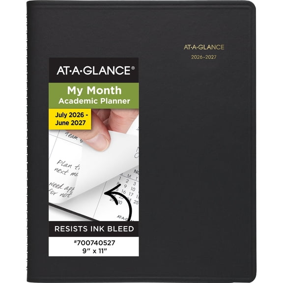 AT-A-GLANCE Academic 2026-2027 18-Month Monthly Planner Black Large 9 x 11 -