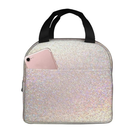 Insulated Lunch Bag for Women Men - Glitter Light Pearl Leakproof Cooler Lunch Box for Women Men  Lunch Tote Bags for Work School Picnic Travel