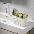 thumbnail image 5 of PPgejGEK White Bathroom Shower Caddy Tote, 10.6×7.49×6.69 Inches Handheld Bath Basket with Divided Storage, Plastic Organizer for Toiletries Shampoo Soap, 5 of 6