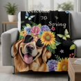 thumbnail image 2 of Spring Dog Blanket Soft Cozy Warm Throw Blanket for Couch, Plush Fuzzy Flannel Fleece Blankets for Sofa, Black Watercolor Botanical Floral Sunflower Bed Blankets Lightweight Gifts for Women, 40"x60", 2 of 9