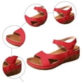 thumbnail image 6 of Rokment Women's Orthopedic Platform Wedges Dressy Sandals Comfortable Leather Arch Support Walking Summer Shoes Red Size 6, 6 of 8