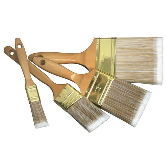 Dynasty Brush FM Brush Nylon Fiber Utility Brushes, Lacquered Wood Handle, Assorted Sizes, Set of 4