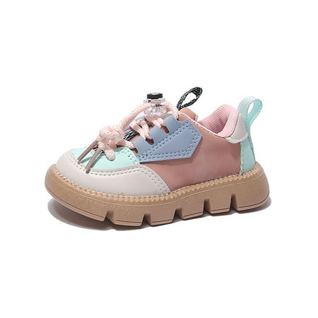 

SIMANLAN Girl Trainers Sport Walking Shoe Round Toe Sneakers Girls Comfort Flats Children Lace Up Casual Shoes Pink 9C