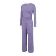 thumbnail image 5 of Soyumi Winter Outfits V Neck Costume Pajamas Matching Sets Silk Cardigan Winter Clothing Basic Button Down Track Sleepwear 2 Piece Sets Boho Warm Graphic Hoodie and Pants Fall French Cute, Purple, 5 of 8