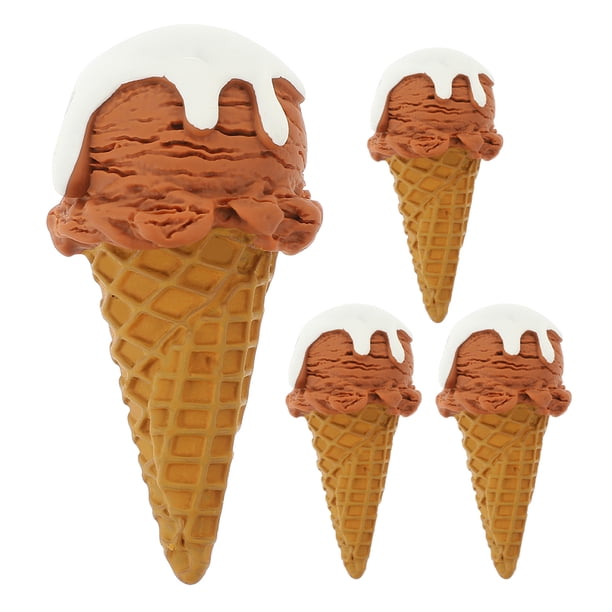KAKOWELY 4 piezas de decoración realista de cono de helado para exhibición de postres, accesorios de fotografía, decoración de fiestas, modelos de helados artificiales