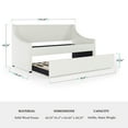 thumbnail image 6 of Martha Stewart Twin Upholstered Platform Daybed with Pull Out Trundle, Cushioned Headboard, Footboard, Side Rails, Trundle, No Box Spring Required, Off-White, 6 of 11