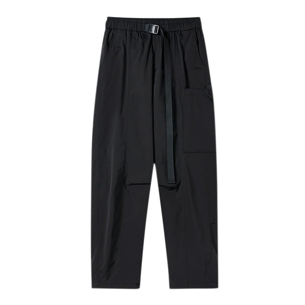 Puntoco Pantalones casuales largos para hombre Pantalones casuales elásticos de secado rápido con bolsillos cargo de color sólido a la moda para hombre
