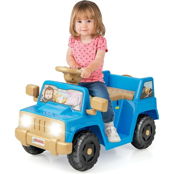 OLAKIDS Ride on Car, 6V Toddler Electric Vehicle with LED Lights, Storage Tire, Horn, Charger, Battery Powered Motorized Quad Riding Toys for 18+ Months Boys Girls