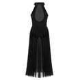 thumbnail image 2 of inhzoy Kids Girls Lyrical Dance Dress Halter Neck Tulle Leotard Dress Praise Dance Tunic Black 10, 2 of 7