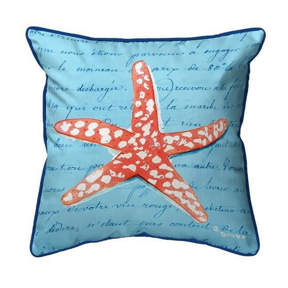 12 x 12 in. Coral Starfish Blue Small Indoor & Outdoor Pillow