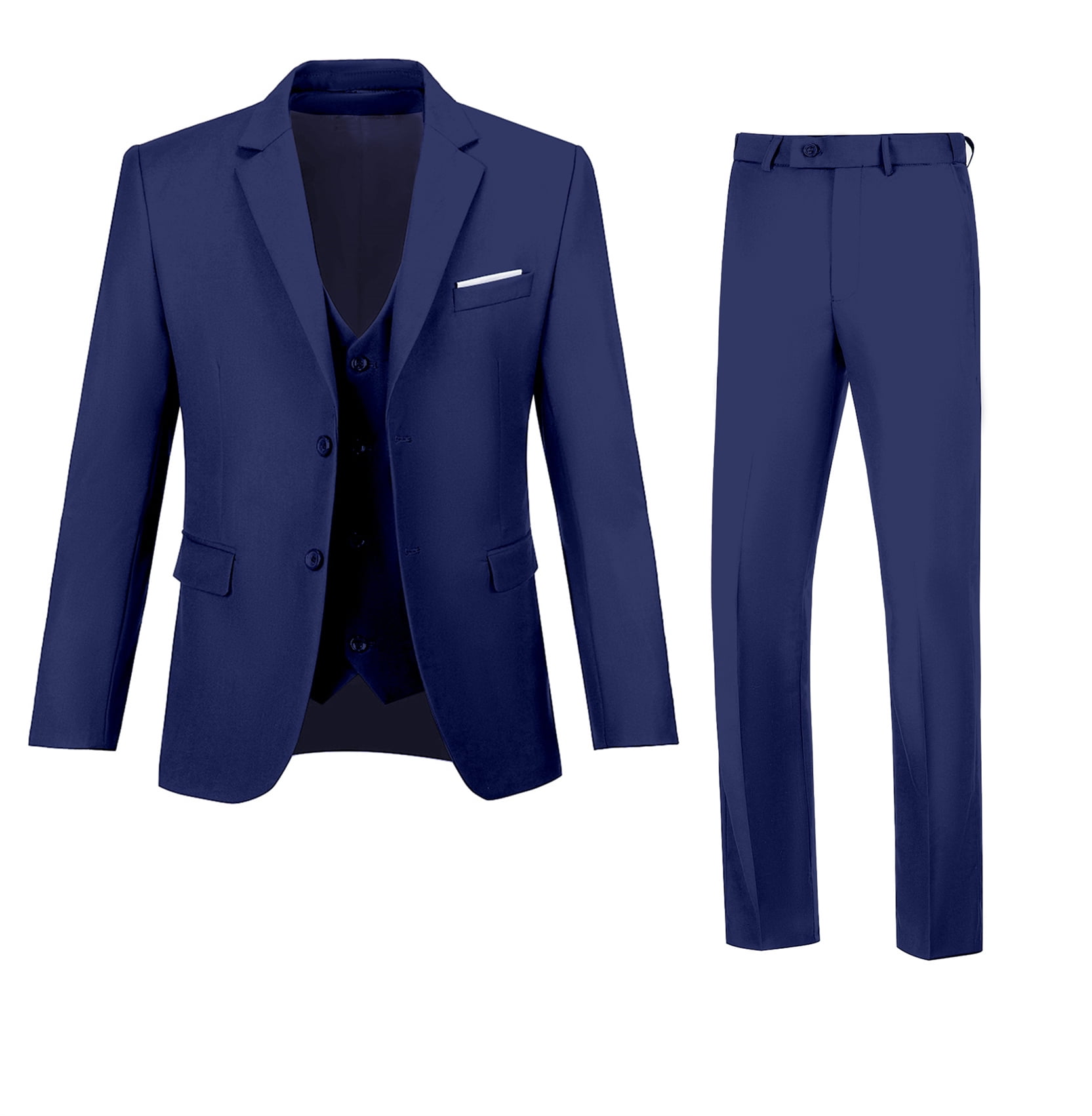 Wehilion Mens Suits Set Slim Fit Men 3 Piece Dress Suit Prom Blazer
