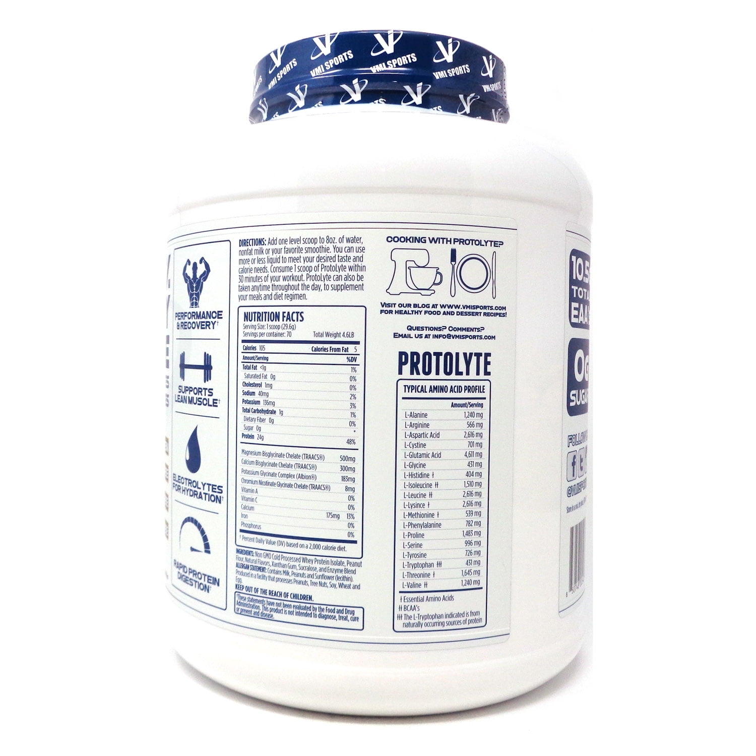 VMI Sports | Protolyte Whey Isolate Protein Powder | Low-Calorie 100% Whey Protein Isolate | Non-GMO Low Sugar Lactose Free and Gluten Free - 4.6 Pound (Vanilla Peanut Butter)