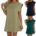 thumbnail image 2 of gakvbuo Summer Tank Dress For Women Mini Dress Sundress Women's Spring/summer Solid Color Crew Neck Sleeveless A-line Dress, 2 of 8