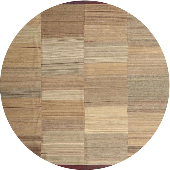 Ahgly Company Machine Washable Indoor Round Contemporary Sand Brown Area Rugs, 6' Round