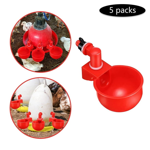 5x Chicken Water Cups Poultry Automatic Water Dispensers Pigeon Automatic Water Dispensers Quail Parrot Feeders And Goose Drinking Bowls