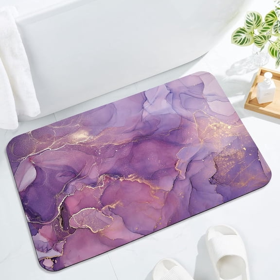 Bath Mat Rug Set 2 Piece, Super Absorbent Quick Dry Bathroom Rug Set, Non Slip Rubber Backed Bathroom Floor Mat for Tub Shower Sink (20"x32" 20"x32", Purple)