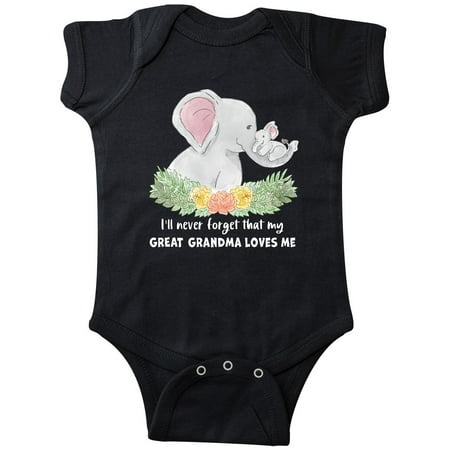 

Inktastic I ll Never Forget That My Great Grandma Loves Me Elephants Gift Baby Boy or Baby Girl Bodysuit