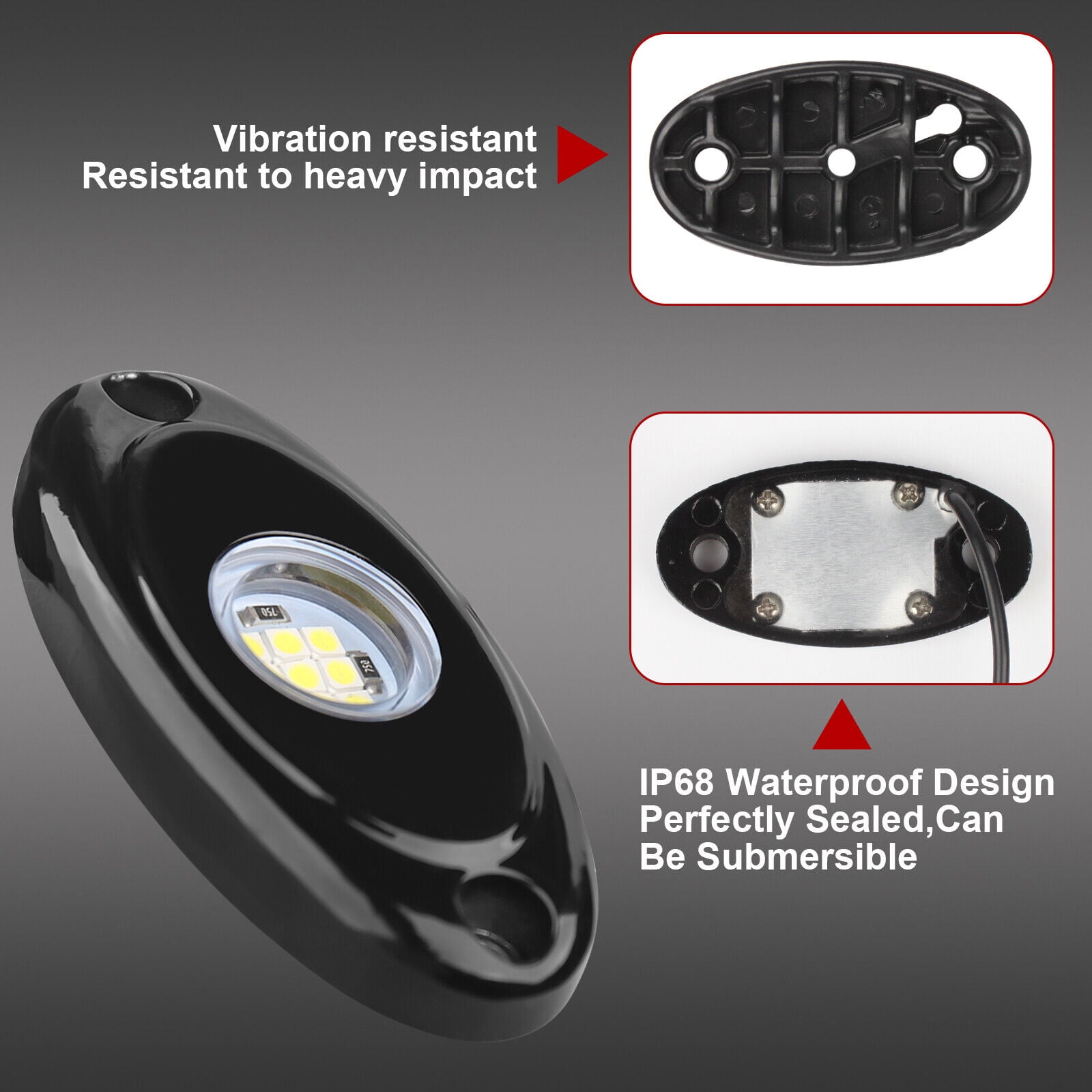 LineYDI 24 Pods White LED Rock Lights Neon Underglow Light for Car Truck ATV SUV Under Body Glow Light Trail Fender Lighting