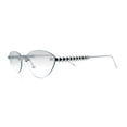 thumbnail image 6 of Womens Rimless Metal Rim Cat Eye Pyramid Stud Jewel Arm Sunglasses Silver - Clear Mirror, 6 of 8