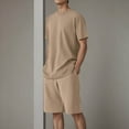 thumbnail image 2 of RYDCOT Men's Short Sets 2 Piece Outfits Short Sleeve Crewneck Summer T Shirt and Casual Track Shorts Set Khaki XXXL(XXXL), 2 of 9