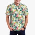 thumbnail image 2 of Balery Tropical Flowers Printed Men’s Short Sleeve Polo Shirt, Midweight Men's Shirt,Golf Polo shirts -Medium, 2 of 8