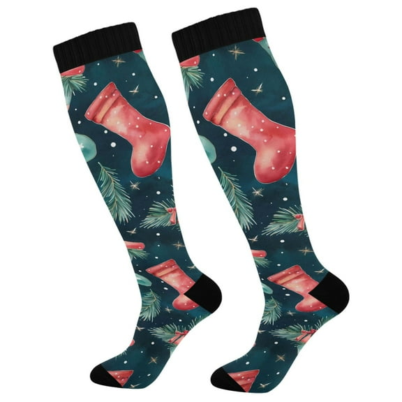 joogoo Christmas Socks Leaves Socks Women Men Knee High Sock