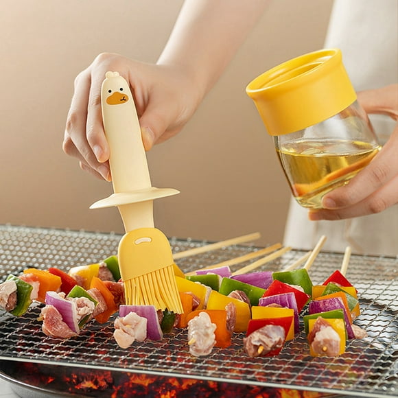 Boreal Craft Oil Brush Household High Temperature Silicone Oil Brush With Bottle Kitchen Pancake Food Grade Barbecue Baking Oil Brush Bottle Maple Syrup Filter Swing Top Bottle Caps Ceramic Cooking