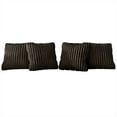 thumbnail image 2 of Home Design Laconia 18"x18" Square Velvet Pillow Covers, Set of 4, Soft Fluffy Striped Design for Sofa, Bedroom, or Living Room, Brown, 2 of 4