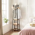 thumbnail image 3 of Boutique Home Rustic Brown Coat Rack with Storage Shelves, 3 of 7