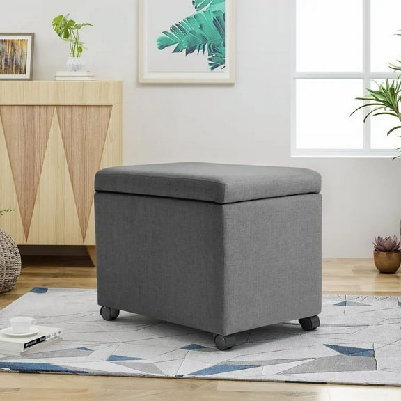 DUOSONG Storage Ottoman Fabric Furniture Primary Living Space Ottomans 18.25 x 24.25 x 20.25 in