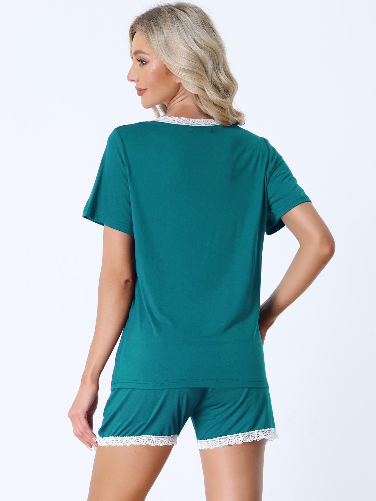 DARING DIVA Women's Soft Pajama Sets with Pockets S Peacock Green