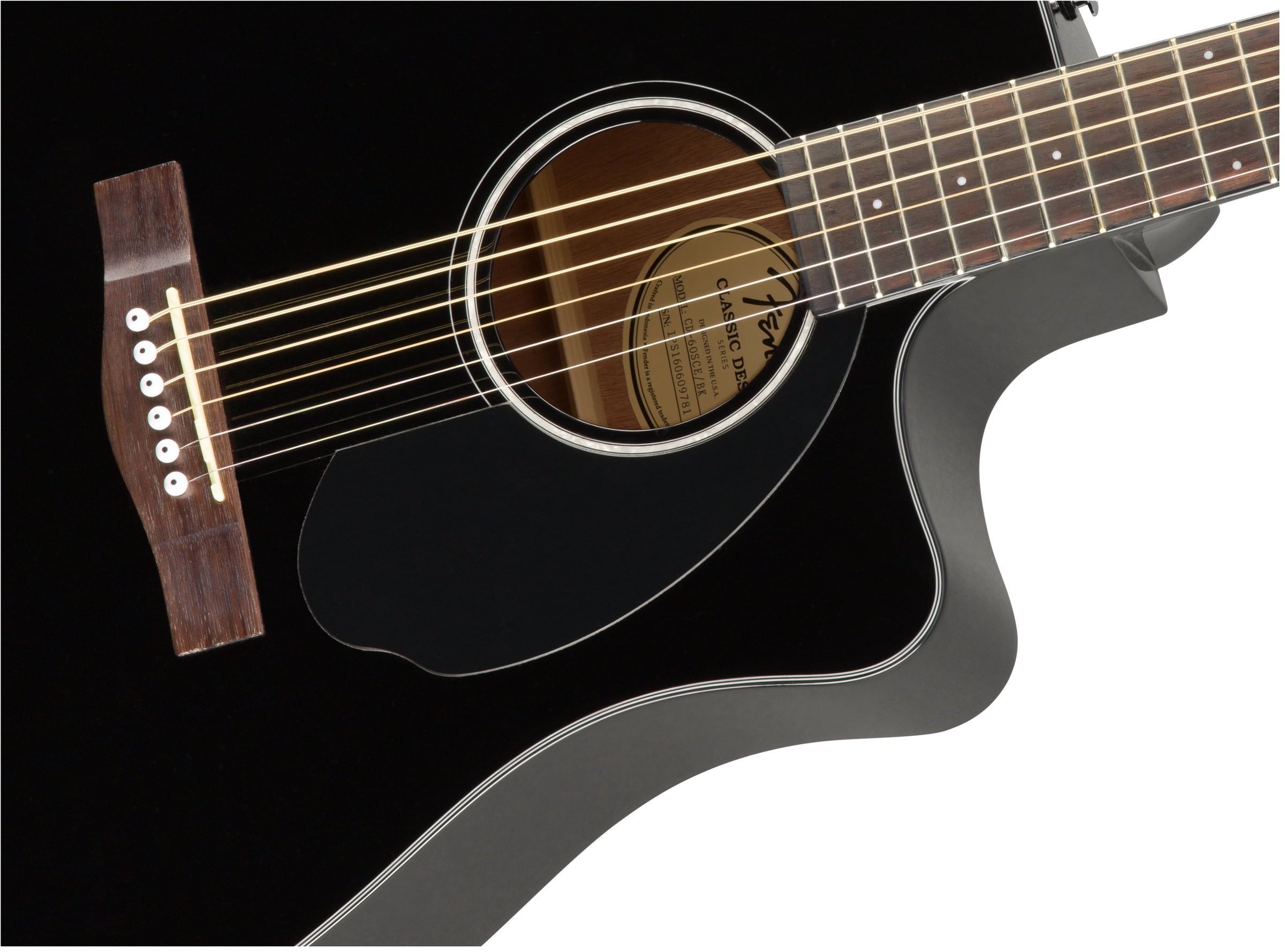 Fender CD-60SCE Solid Top Dreadnought Acoustic-Electric Guitar - Black w/ Gig Bag