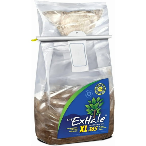 Exhale Homegrown CO2 XL 365 - Self-Activated CO2 Bags for Indoor Grow Rooms & Grow Tents - Foliage Mushroom Bags (1 Pack)