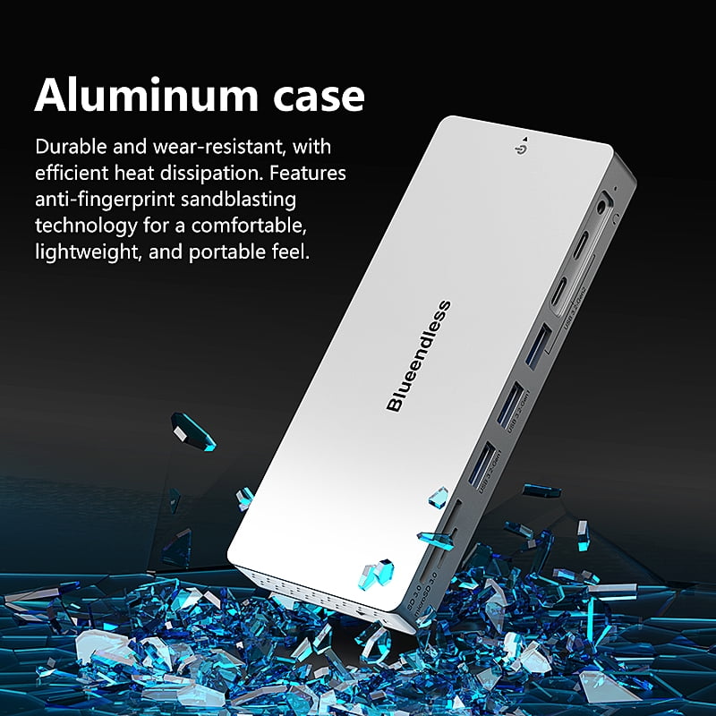 14 in 1 USB C Hub,  USB C Docking Station Dual Monitor, Adapter with HDMI(4K60Hz), Ethernet, 3 USB 10G,100W PD, SD/TF, Audio, Laptop Docking Station for Dell/HP/Lenovo/ThinkPad/Surface
