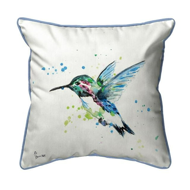 Betsy Drake SN635 12 x 12 Po Petit Colibri Vert Oreiller Extérieur et Intérieur