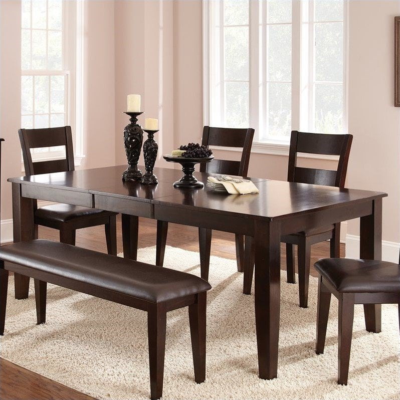 Victoria Rectangular Dining Table With, Espresso Dining Table With Leaf