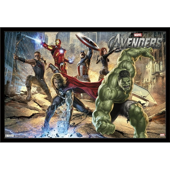 Marvel Cinematic Universe - Avengers - Mural Wall Poster, 22.375" x 34", Framed