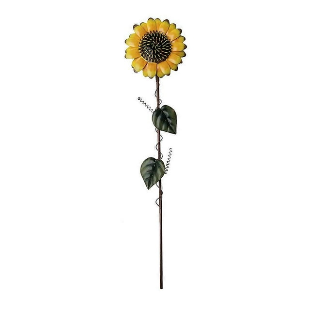 Yellow Sunflower Garden Stake for Outdoor Use Durable Iron Material 12.5 Inches