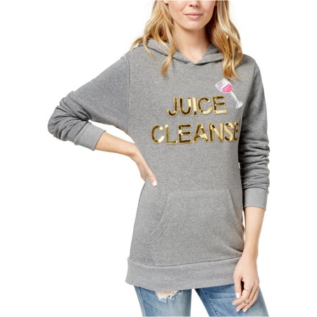 Bow & Drape Womens Juice Cleanse Hoodie Sweatshirt, Grey, Medium