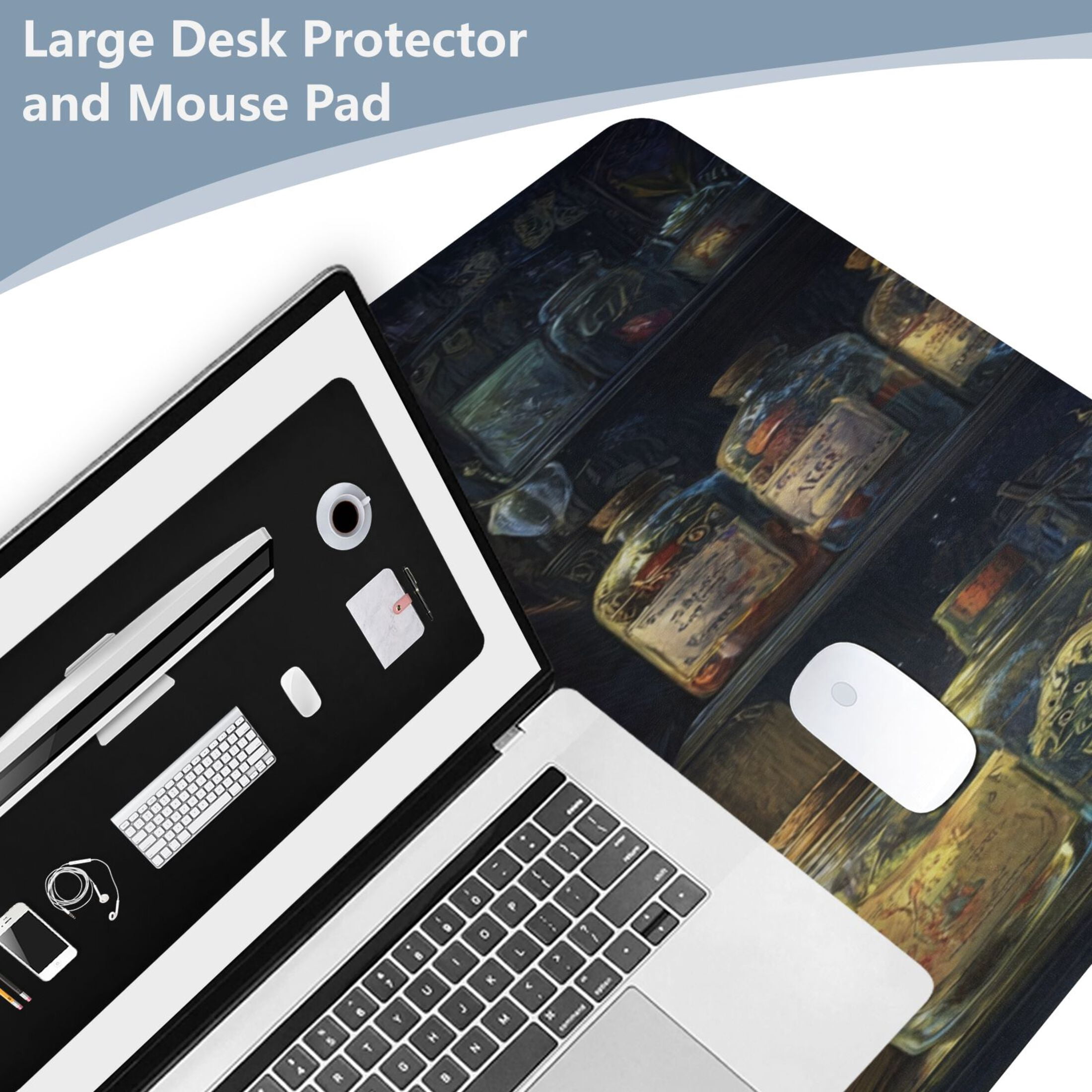 Wobogo Vase Cabinet Gaming Mouse Pad Non-slip Leather Desk Mat Water Resist Keyboard Pad for Gamer Office 23.6×47.2in
