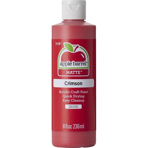 Apple Barrel Acrylic Craft Paint, Matte Finish, Crimson, 8 fl oz